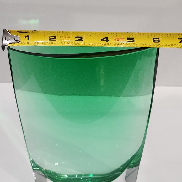 LSA International Green Ovoid Handcrafted Mouth Blown Glass Vase Ombre Style - Picture 6 of 9